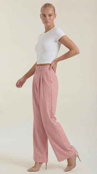 Courtney | Pantalón plisado de cintura alta