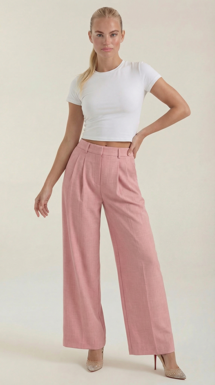 Courtney | Pantalón plisado de cintura alta
