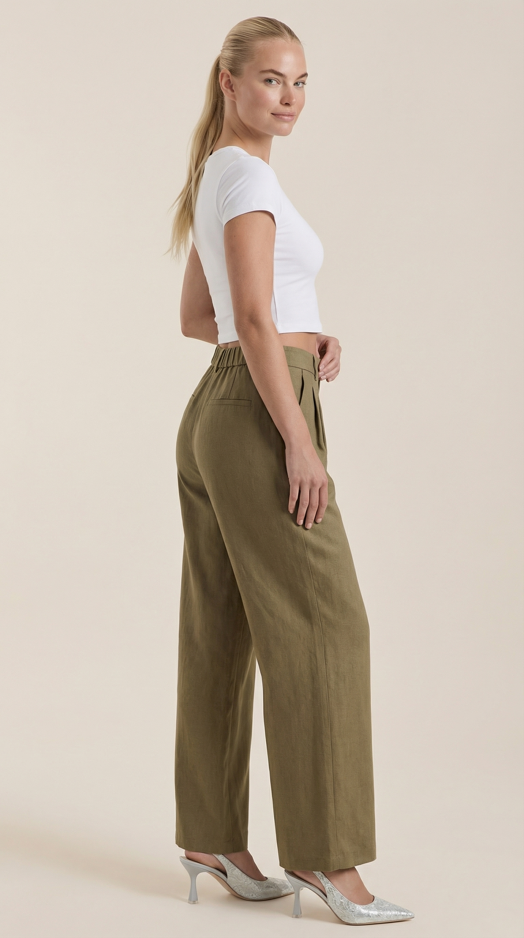 Courtney | Pantalón plisado de cintura alta