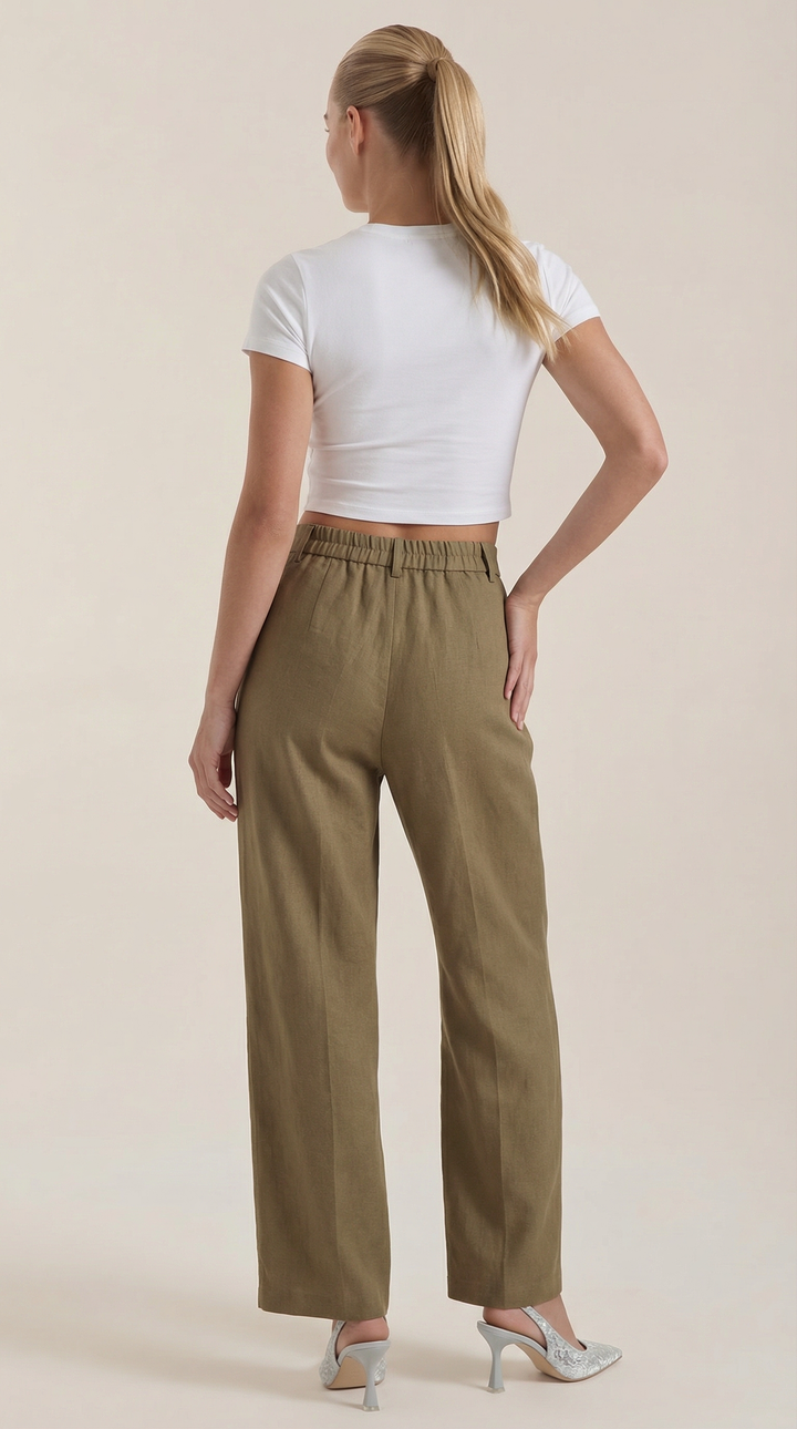 Courtney | Pantalón plisado de cintura alta