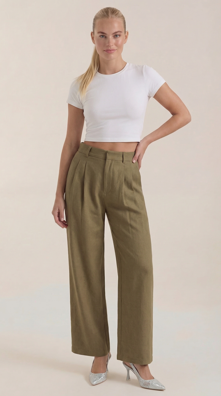Courtney | Pantalón plisado de cintura alta